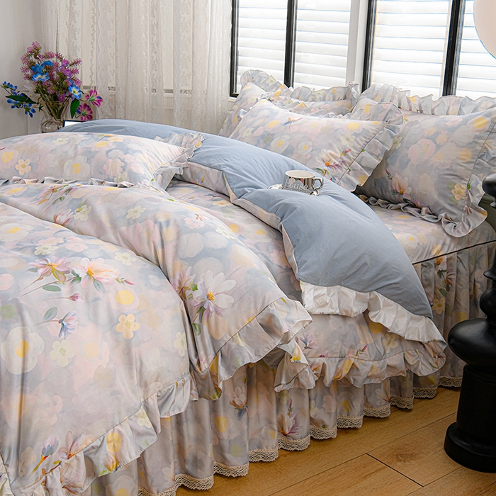 91家纺网 家纺一手货源 找家纺 家之硕家纺 2025春夏新款床裙繁花似锦系列单床裙床裙单件 静若繁花