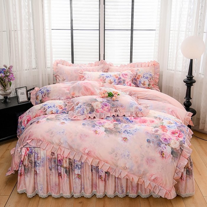 91家纺网 家纺一手货源 找家纺 家之硕家纺 2025春夏新款床裙繁花似锦系列单床裙床裙单件 苍穹雀语