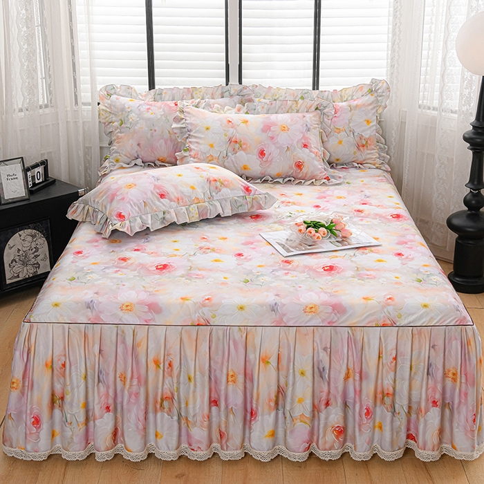 91家纺网 家纺一手货源 找家纺 家之硕家纺 2025春夏新款床裙繁花似锦系列单床裙床裙单件 洛香米