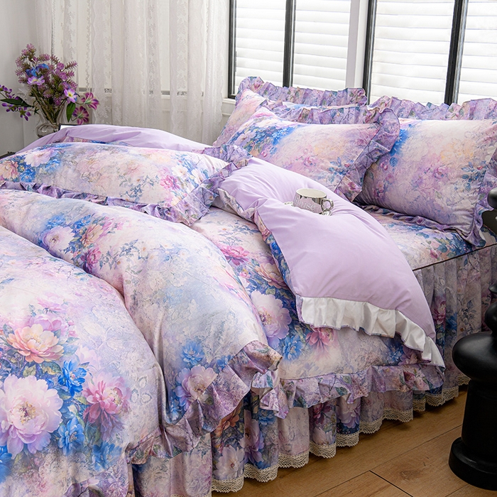 91家纺网 家纺一手货源 找家纺 家之硕家纺 2025春夏新款床裙繁花似锦系列单床裙床裙单件 迷香