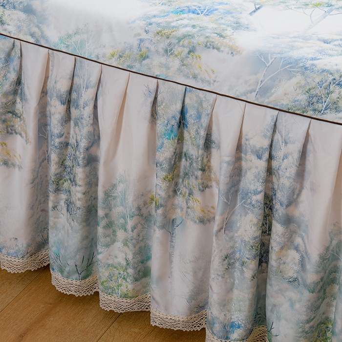 91家纺网 家纺一手货源 找家纺 家之硕家纺 2025春夏新款床裙繁花似锦系列单床裙床裙单件 叶间芳华