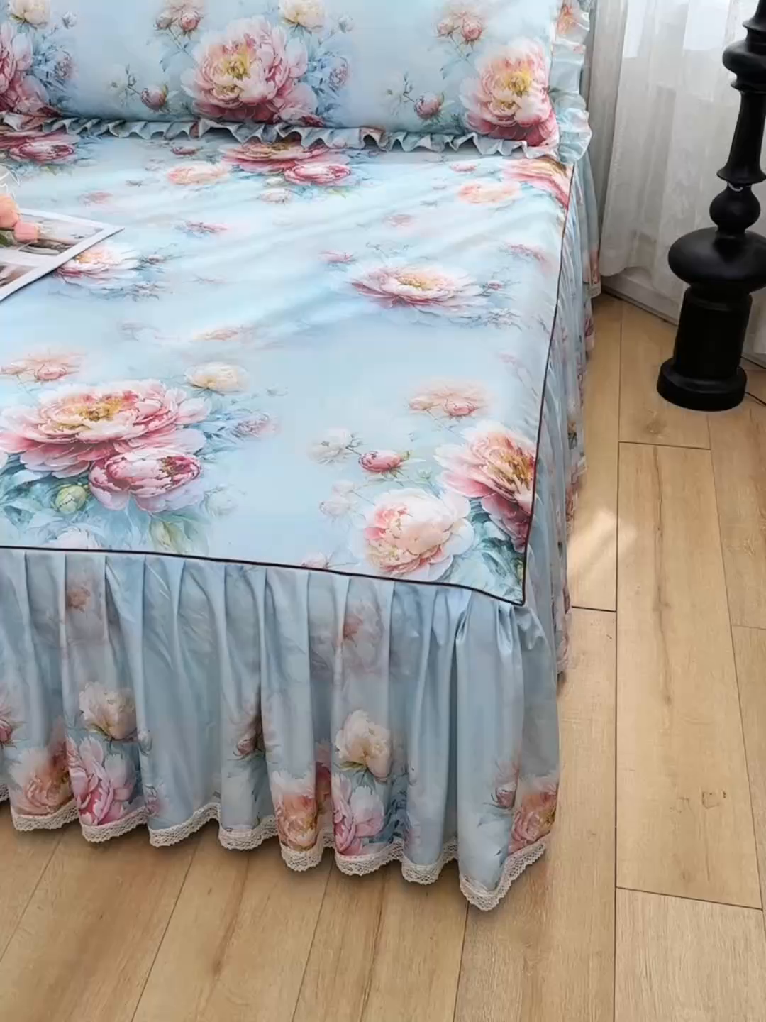 91家纺网 家纺一手货源 找家纺 家之硕家纺 2025春夏新款床裙繁花似锦系列单床裙床裙单件 国色天香