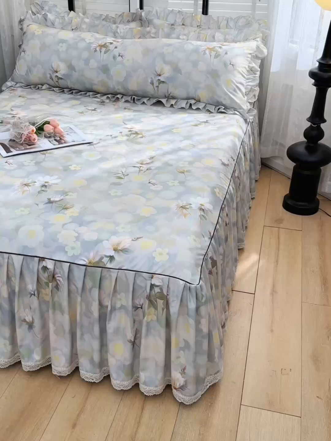 91家纺网 家纺一手货源 找家纺 家之硕家纺 2025春夏新款床裙繁花似锦系列单床裙床裙单件 静若繁花