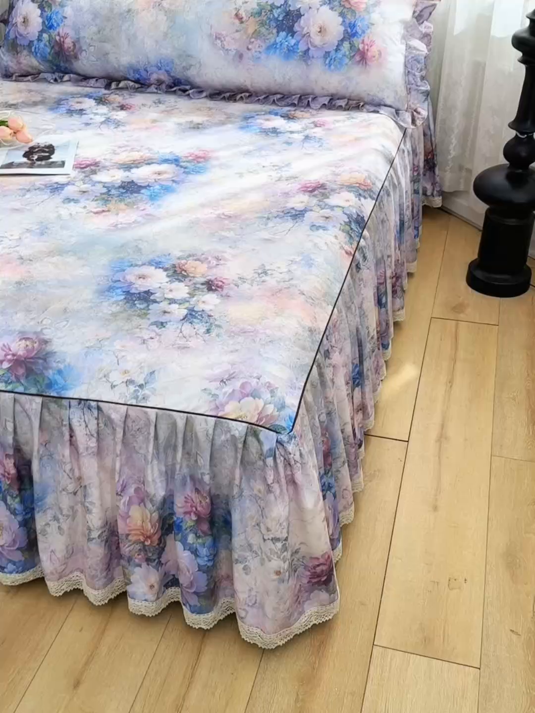 91家纺网 家纺一手货源 找家纺 家之硕家纺 2025春夏新款床裙繁花似锦系列单床裙床裙单件 迷香