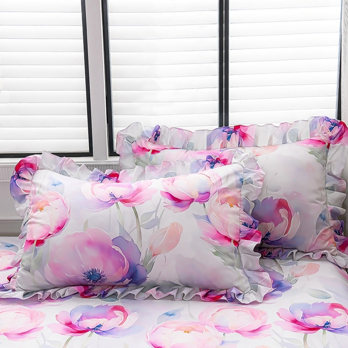 91家纺网 家纺一手货源 找家纺 （总）家之硕家纺 2025春夏新款繁花似锦系列单枕套小枕套枕套单件