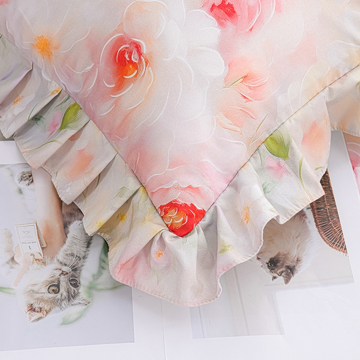 91家纺网 家纺一手货源 找家纺 家之硕家纺 2025春夏新款繁花似锦系列单枕套小枕套枕套单件 苍穹雀语