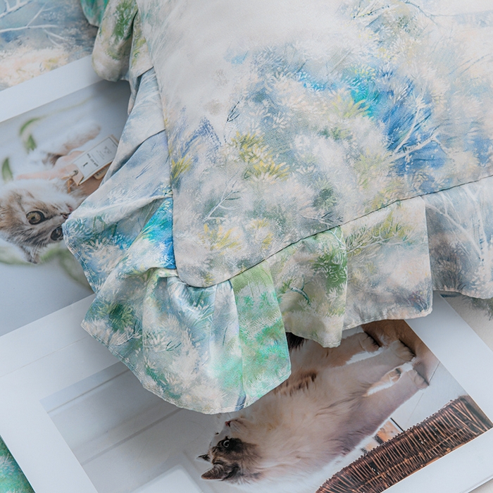 91家纺网 家纺一手货源 找家纺 家之硕家纺 2025春夏新款繁花似锦系列单枕套小枕套枕套单件 叶间芳华