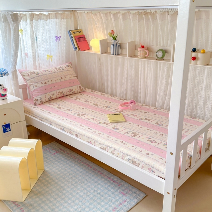 91家纺网 家纺一手货源 找家纺 （总）曼之夏 2025新款全棉纯棉印花学生宿舍上下铺三件套