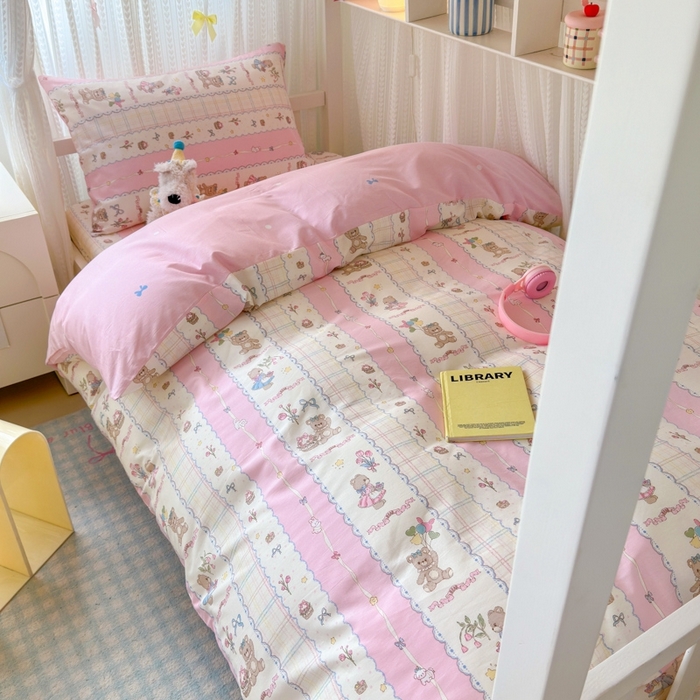 91家纺网 家纺一手货源 找家纺 （总）曼之夏 2025新款全棉纯棉印花学生宿舍上下铺三件套