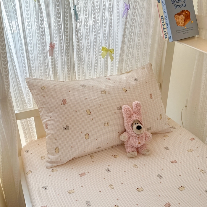 91家纺网 家纺一手货源 找家纺 曼之夏 2025新款全棉纯棉印花学生宿舍上下铺三件套 泡芙小象