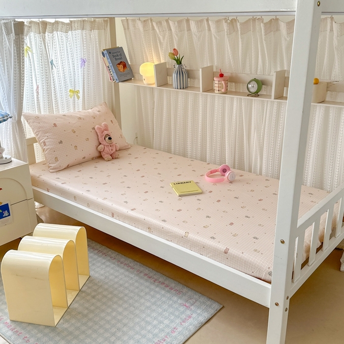 91家纺网 家纺一手货源 找家纺 曼之夏 2025新款全棉纯棉印花学生宿舍上下铺三件套 泡芙小象