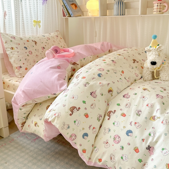 91家纺网 家纺一手货源 找家纺 （总）曼之夏 2025新款全棉纯棉印花学生宿舍上下铺三件套