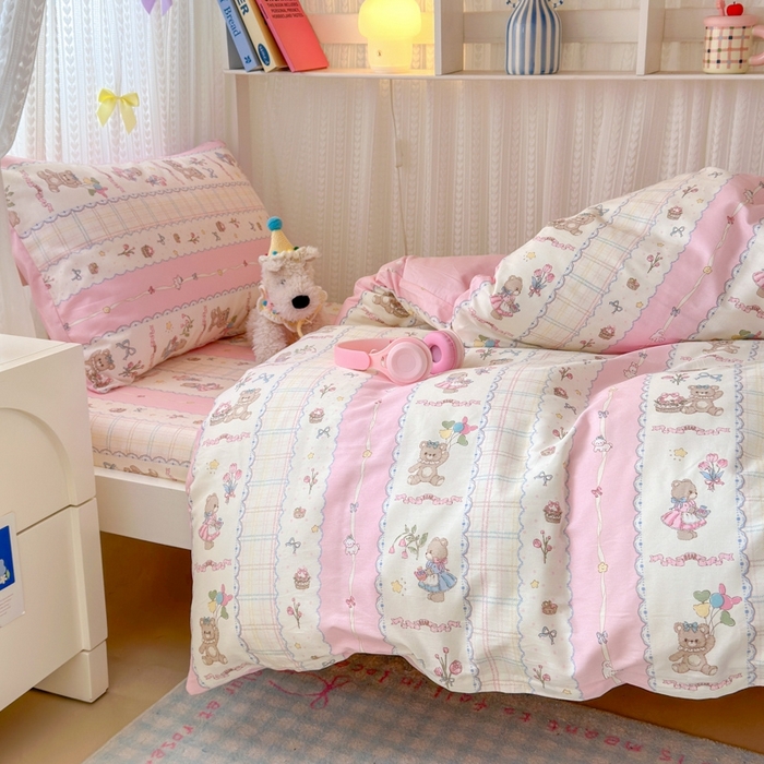 91家纺网 家纺一手货源 找家纺 （总）曼之夏 2025新款全棉纯棉印花学生宿舍上下铺三件套