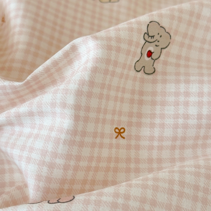 91家纺网 家纺一手货源 找家纺 曼之夏 2025新款全棉纯棉印花学生宿舍上下铺三件套 泡芙小象