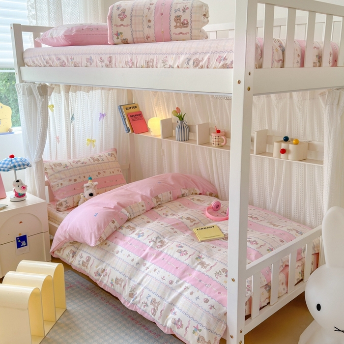 91家纺网 家纺一手货源 找家纺 （总）曼之夏 2025新款全棉纯棉印花学生宿舍上下铺三件套