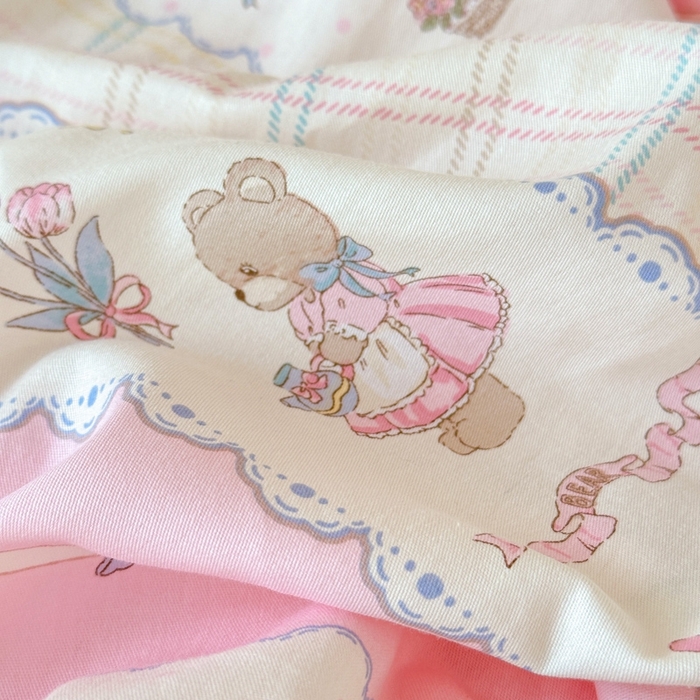 91家纺网 家纺一手货源 找家纺 曼之夏 2025新款全棉纯棉印花学生宿舍上下铺三件套 奶昔小熊