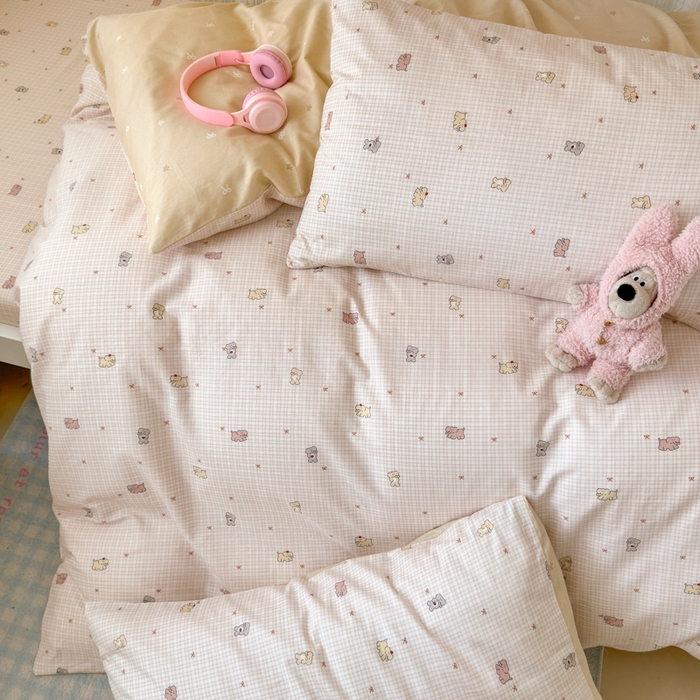 91家纺网 家纺一手货源 找家纺 曼之夏 2025新款全棉纯棉印花学生宿舍上下铺三件套 泡芙小象