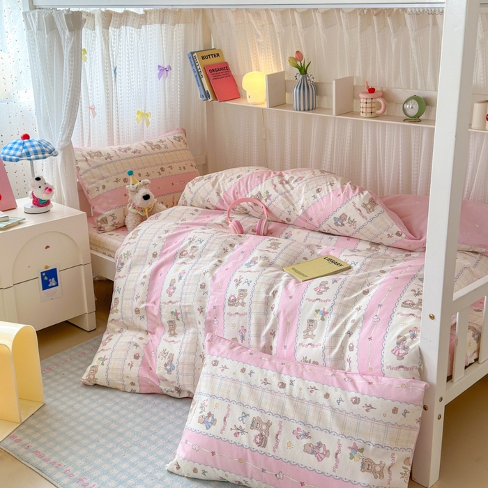 91家纺网 家纺一手货源 找家纺 （总）曼之夏 2025新款全棉纯棉印花学生宿舍上下铺三件套