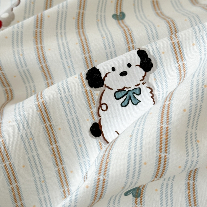 91家纺网 家纺一手货源 找家纺 曼之夏 2025新款全棉纯棉印花学生宿舍上下铺三件套 茶茶狗