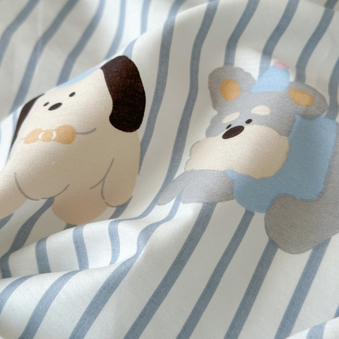 91家纺网 家纺一手货源 找家纺 曼之夏 2025新款全棉纯棉印花学生宿舍上下铺三件套 小狗日记