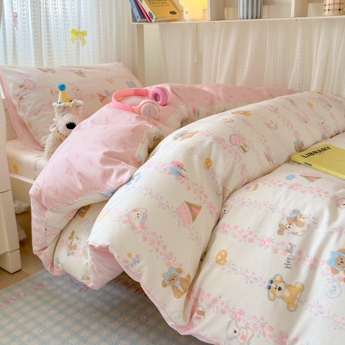 曼之夏 2025新款全棉纯棉印花学生宿舍上下铺三件套 可爱多