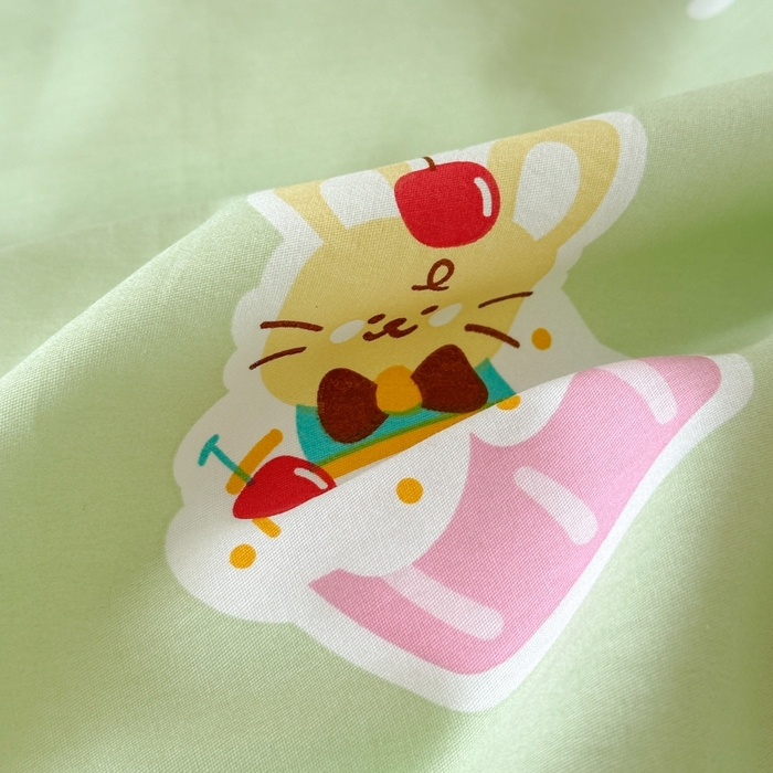 91家纺网 家纺一手货源 找家纺 曼之夏 2025新款全棉纯棉印花学生宿舍上下铺三件套 趣味熊