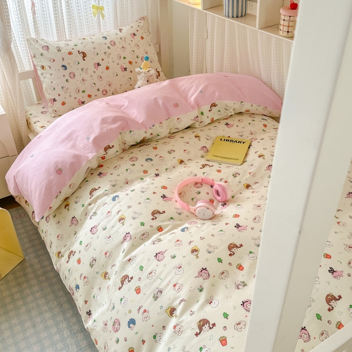 91家纺网 家纺一手货源 找家纺 曼之夏 2025新款全棉纯棉印花学生宿舍上下铺三件套 玛奇朵