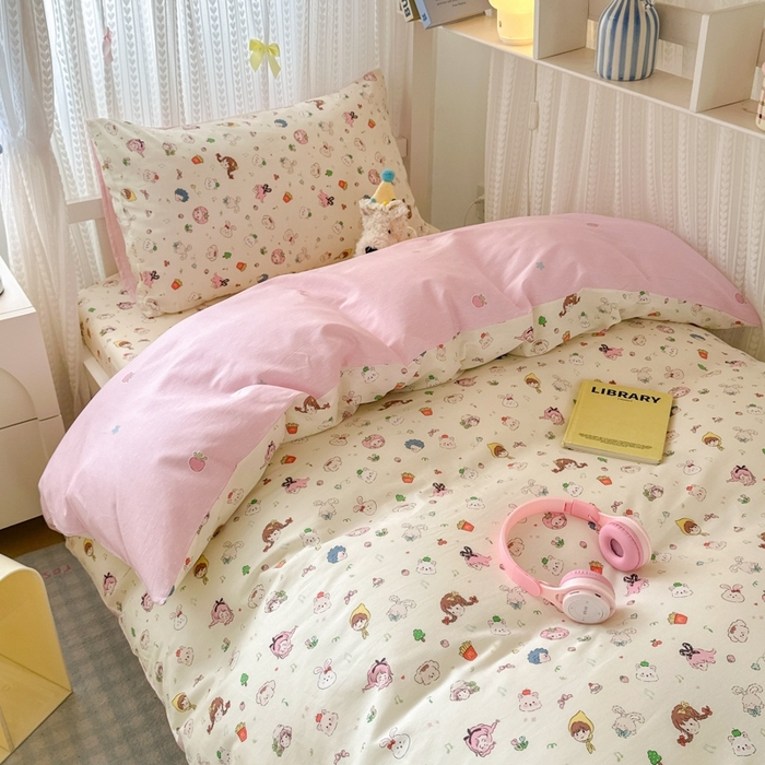 91家纺网 家纺一手货源 找家纺 曼之夏 2025新款全棉纯棉印花学生宿舍上下铺三件套 玛奇朵