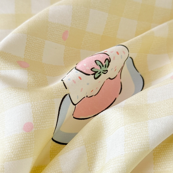 91家纺网 家纺一手货源 找家纺 曼之夏 2025新款全棉纯棉印花学生宿舍上下铺三件套 格子猫