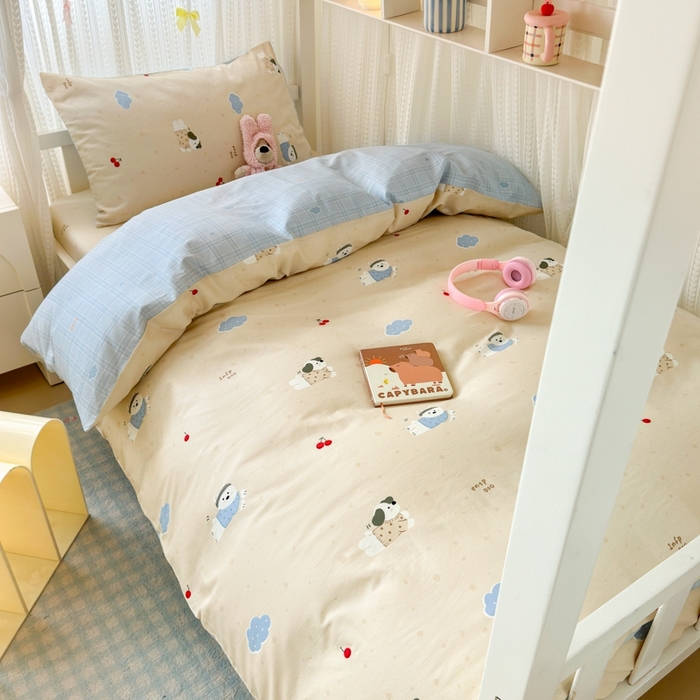 91家纺网 家纺一手货源 找家纺 曼之夏 2025新款全棉纯棉印花学生宿舍上下铺三件套 可可汪