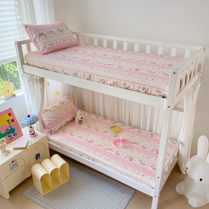 91家纺网 家纺一手货源 找家纺 （总）曼之夏 2025新款全棉纯棉印花学生宿舍上下铺单床笠床笠单件单品床笠