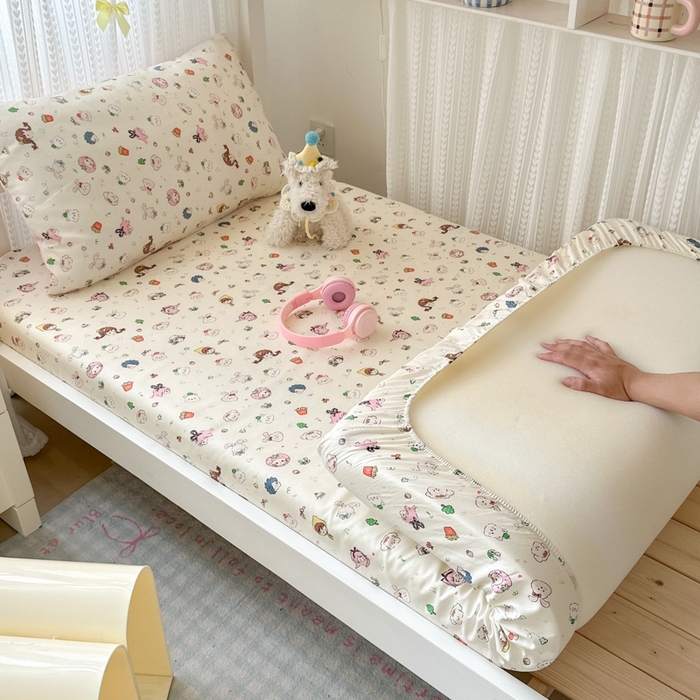 91家纺网 家纺一手货源 找家纺 （总）曼之夏 2025新款全棉纯棉印花学生宿舍上下铺单床笠床笠单件单品床笠