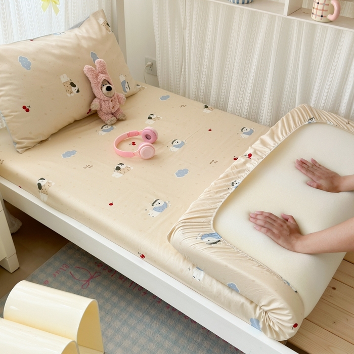 91家纺网 家纺一手货源 找家纺 （总）曼之夏 2025新款全棉纯棉印花学生宿舍上下铺单床笠床笠单件单品床笠