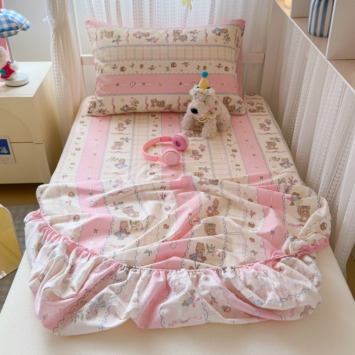 91家纺网 家纺一手货源 找家纺 （总）曼之夏 2025新款全棉纯棉印花学生宿舍上下铺单床笠床笠单件单品床笠