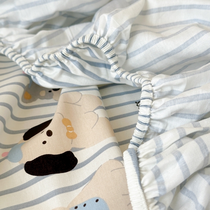 91家纺网 家纺一手货源 找家纺 曼之夏 2025新款全棉纯棉印花学生宿舍上下铺单床笠床笠单件单品床笠 小狗日记