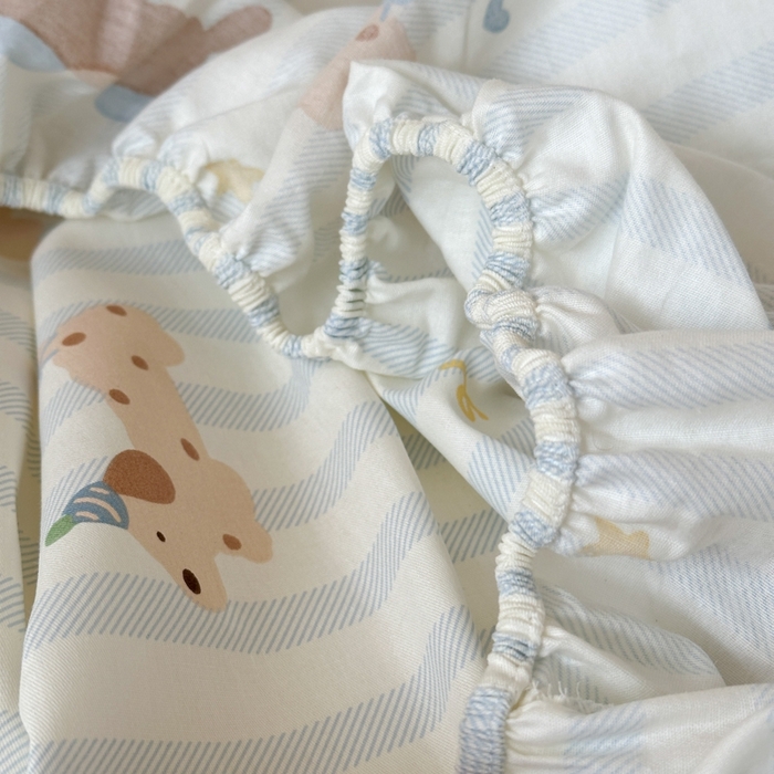 91家纺网 家纺一手货源 找家纺 曼之夏 2025新款全棉纯棉印花学生宿舍上下铺单床笠床笠单件单品床笠 椰奶小腊肠