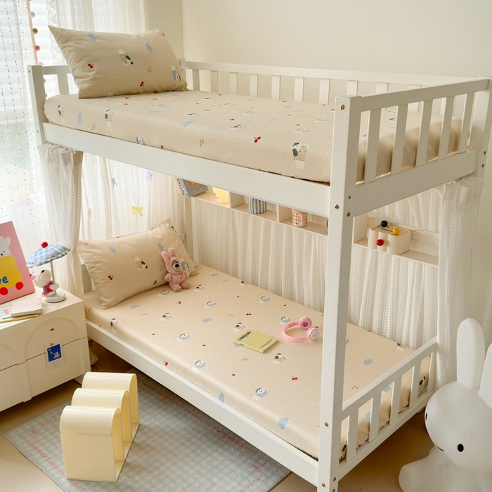 91家纺网 家纺一手货源 找家纺 曼之夏 2025新款全棉纯棉印花学生宿舍上下铺单床笠床笠单件单品床笠 可可汪