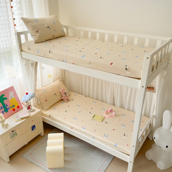 91家纺网 家纺一手货源 找家纺 曼之夏 2025新款全棉纯棉印花学生宿舍上下铺单床笠床笠单件单品床笠 可可汪