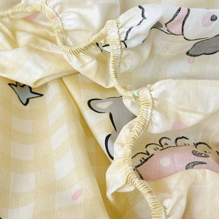 91家纺网 家纺一手货源 找家纺 曼之夏 2025新款全棉纯棉印花学生宿舍上下铺单床笠床笠单件单品床笠 格子猫