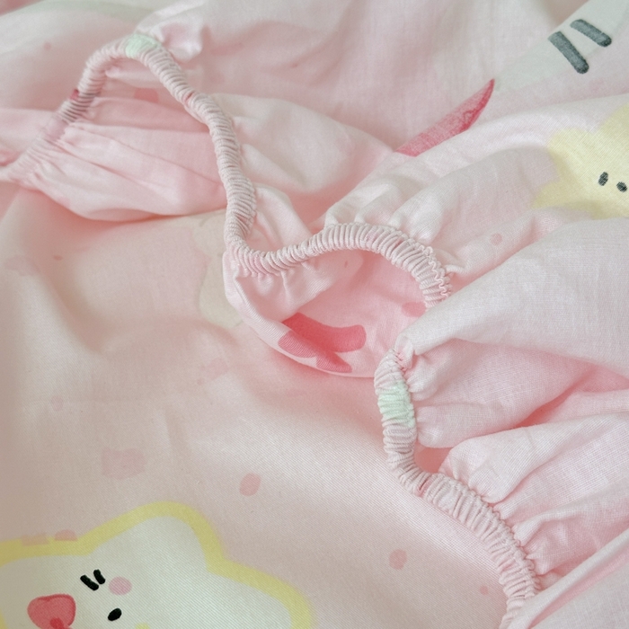 91家纺网 家纺一手货源 找家纺 曼之夏 2025新款全棉纯棉印花学生宿舍上下铺单床笠床笠单件单品床笠 甜心猫咪