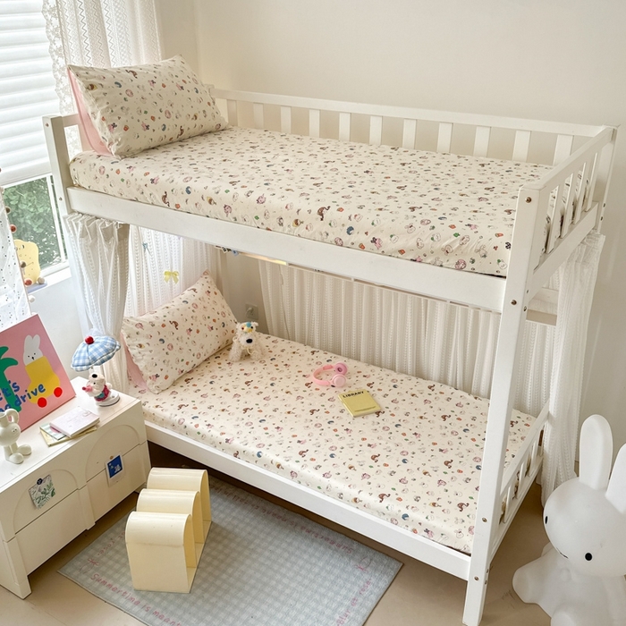 91家纺网 家纺一手货源 找家纺 曼之夏 2025新款全棉纯棉印花学生宿舍上下铺单床笠床笠单件单品床笠 玛奇朵