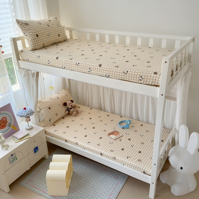 91家纺网 家纺一手货源 找家纺 曼之夏 2025新款全棉纯棉印花学生宿舍上下铺单床笠床笠单件单品床笠 曲奇小狗