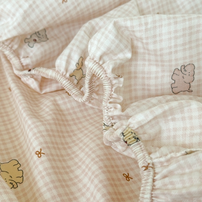 91家纺网 家纺一手货源 找家纺 曼之夏 2025新款全棉纯棉印花学生宿舍上下铺单床笠床笠单件单品床笠 泡芙小象