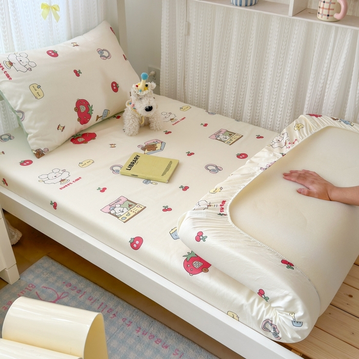 曼之夏 2025新款全棉纯棉印花学生宿舍上下铺单床笠床笠单件单品床笠 童画