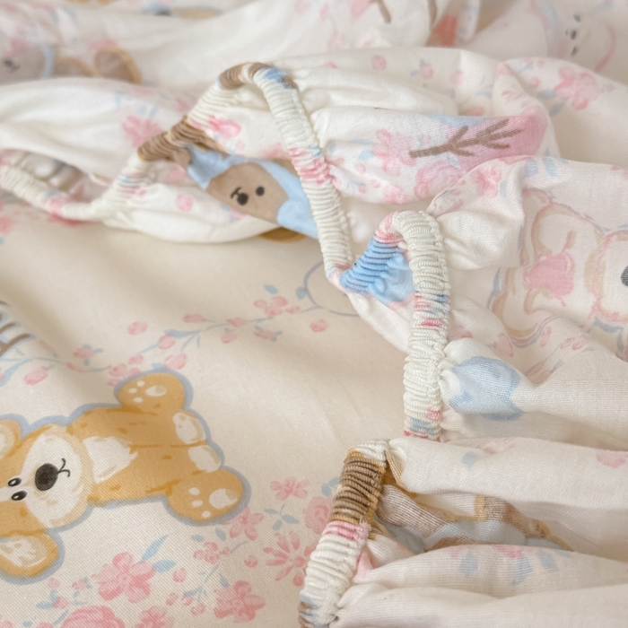 91家纺网 家纺一手货源 找家纺 曼之夏 2025新款全棉纯棉印花学生宿舍上下铺单床笠床笠单件单品床笠 可爱多