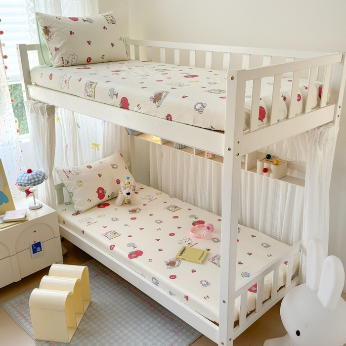 91家纺网 家纺一手货源 找家纺 曼之夏 2025新款全棉纯棉印花学生宿舍上下铺单床笠床笠单件单品床笠 童画