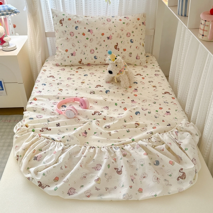 91家纺网 家纺一手货源 找家纺 曼之夏 2025新款全棉纯棉印花学生宿舍上下铺单床笠床笠单件单品床笠 玛奇朵