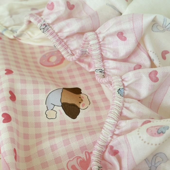 91家纺网 家纺一手货源 找家纺 曼之夏 2025新款全棉纯棉印花学生宿舍上下铺单床笠床笠单件单品床笠 甜甜圈