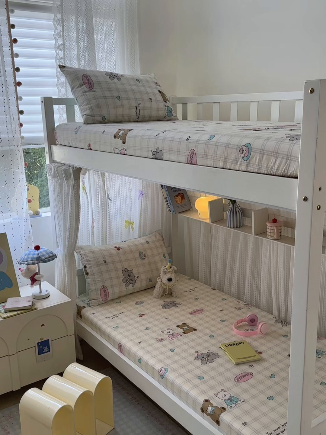 91家纺网 家纺一手货源 找家纺 曼之夏 2025新款全棉纯棉印花学生宿舍上下铺单床笠床笠单件单品床笠 樱桃熊仔