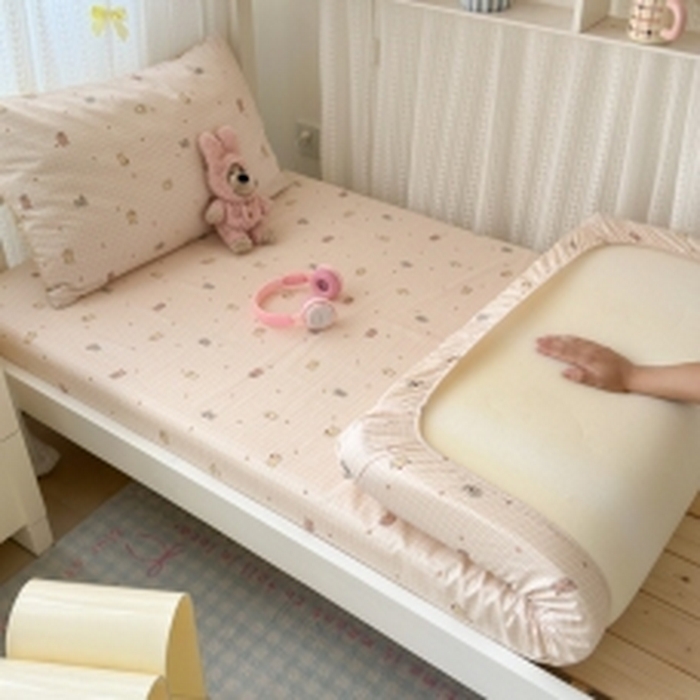 曼之夏 2025新款全棉纯棉印花学生宿舍上下铺单床笠床笠单件单品床笠 泡芙小象